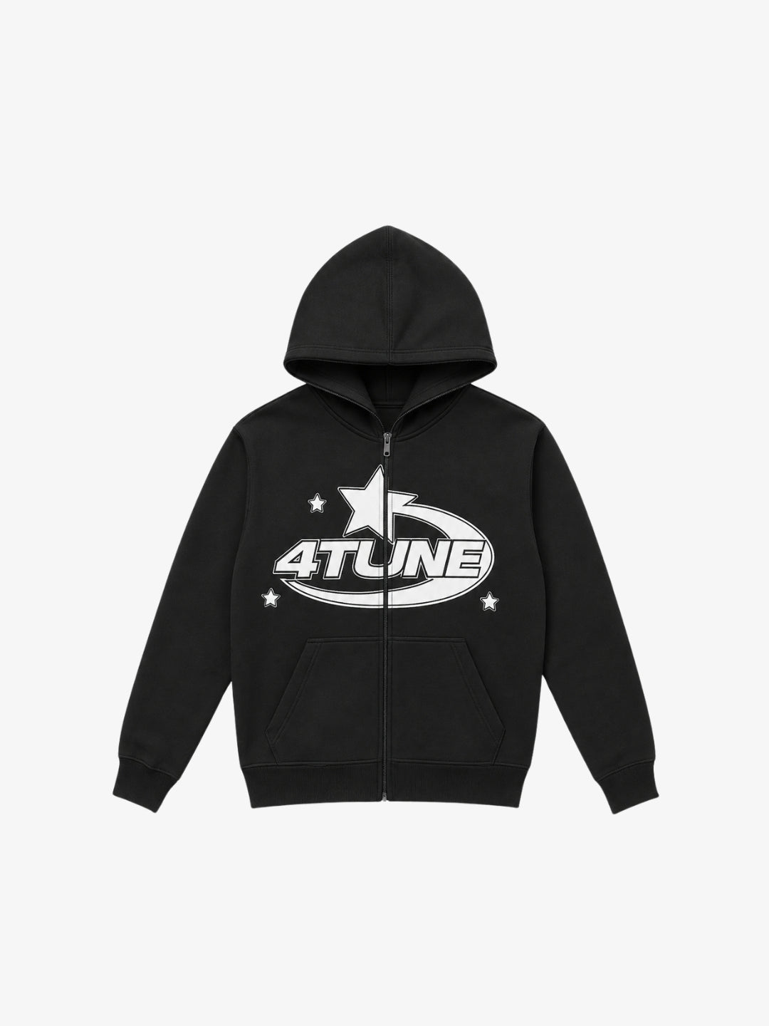 Full Zip 4Tune noir Y2K vue avant logo blanc