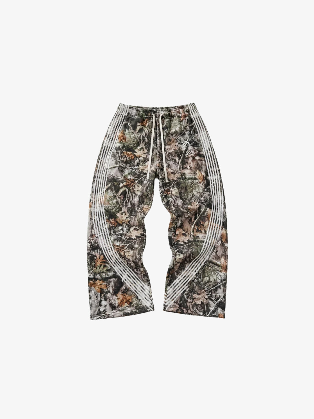 Archive forest camo baggy sweatpants front view