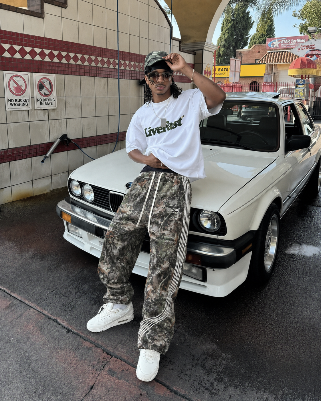 Archive forest camo sweatpants worn Y2K streetwear