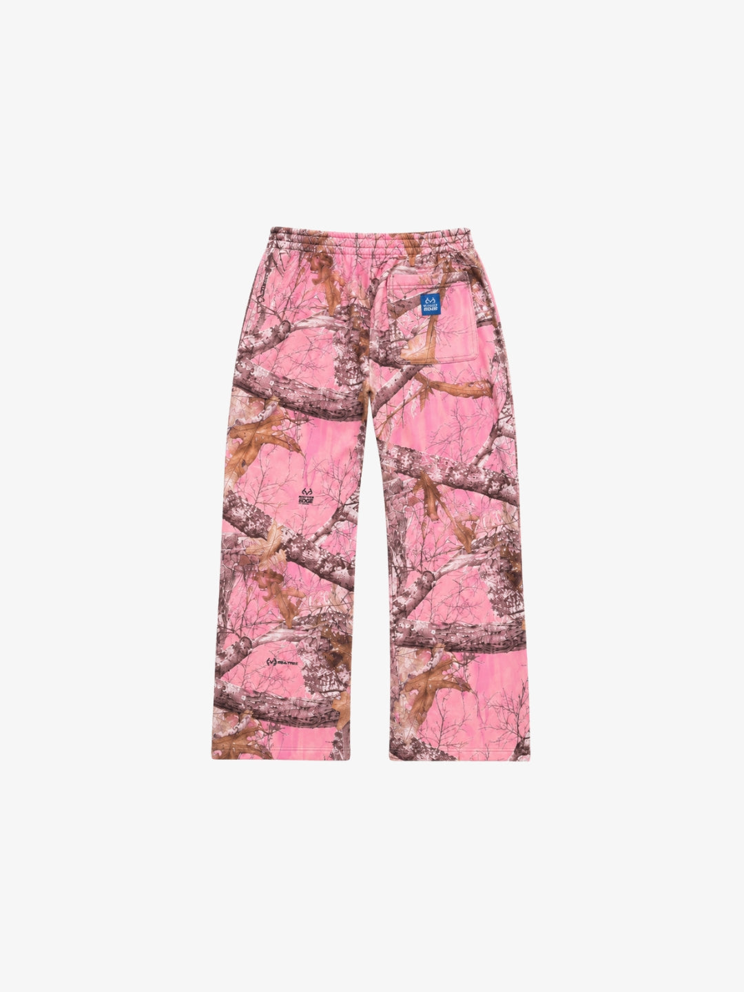 Pink Y2K camo sweatpants back view