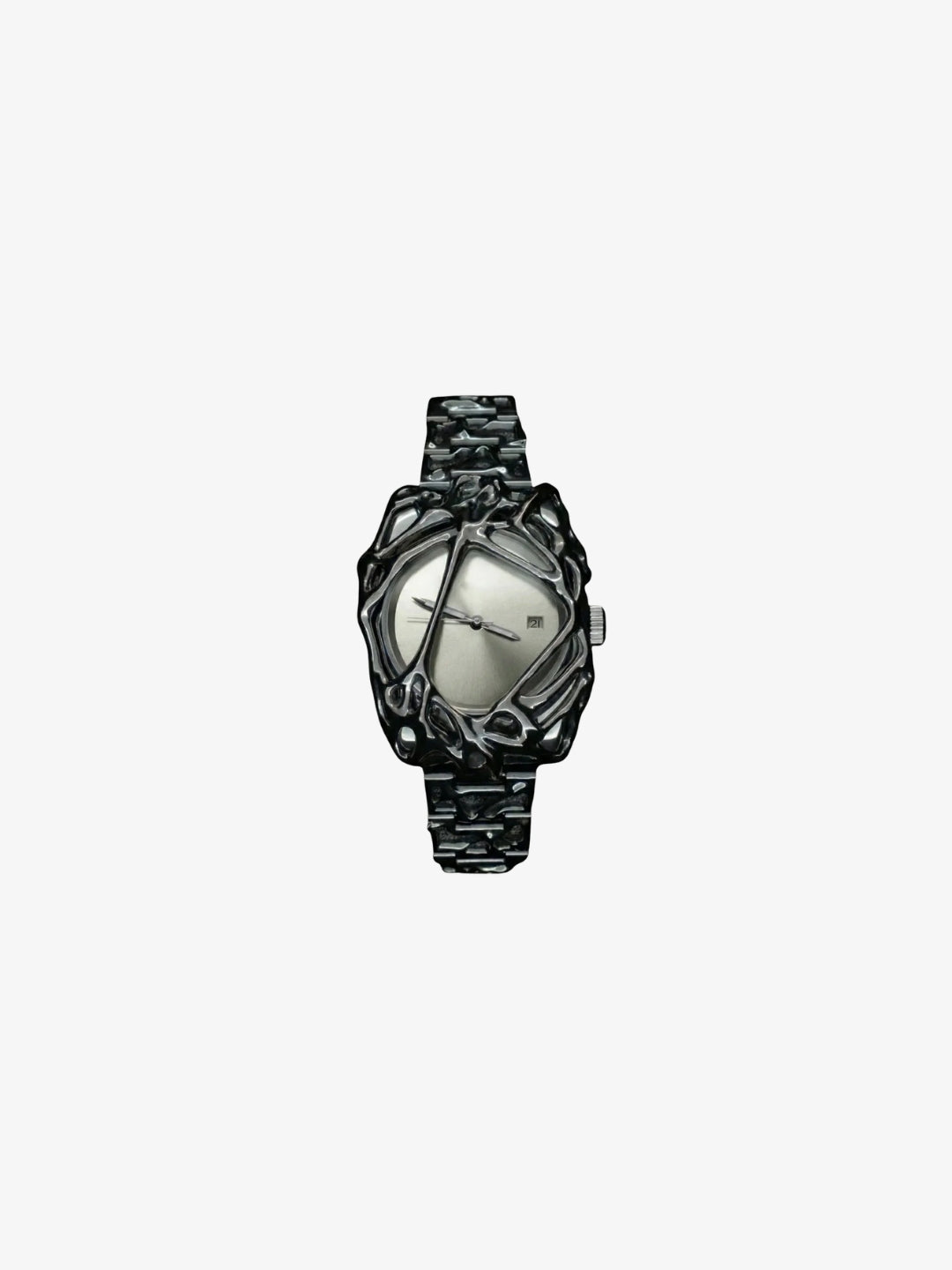 Black cyberpunk watch grey dial front view