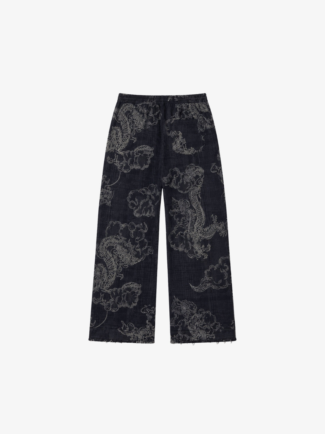 Black baggy dragon pants back view
