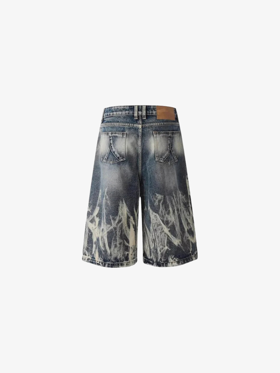 Jorts Flammes de dos, motif flammes remontant et patch cuir en ceinture