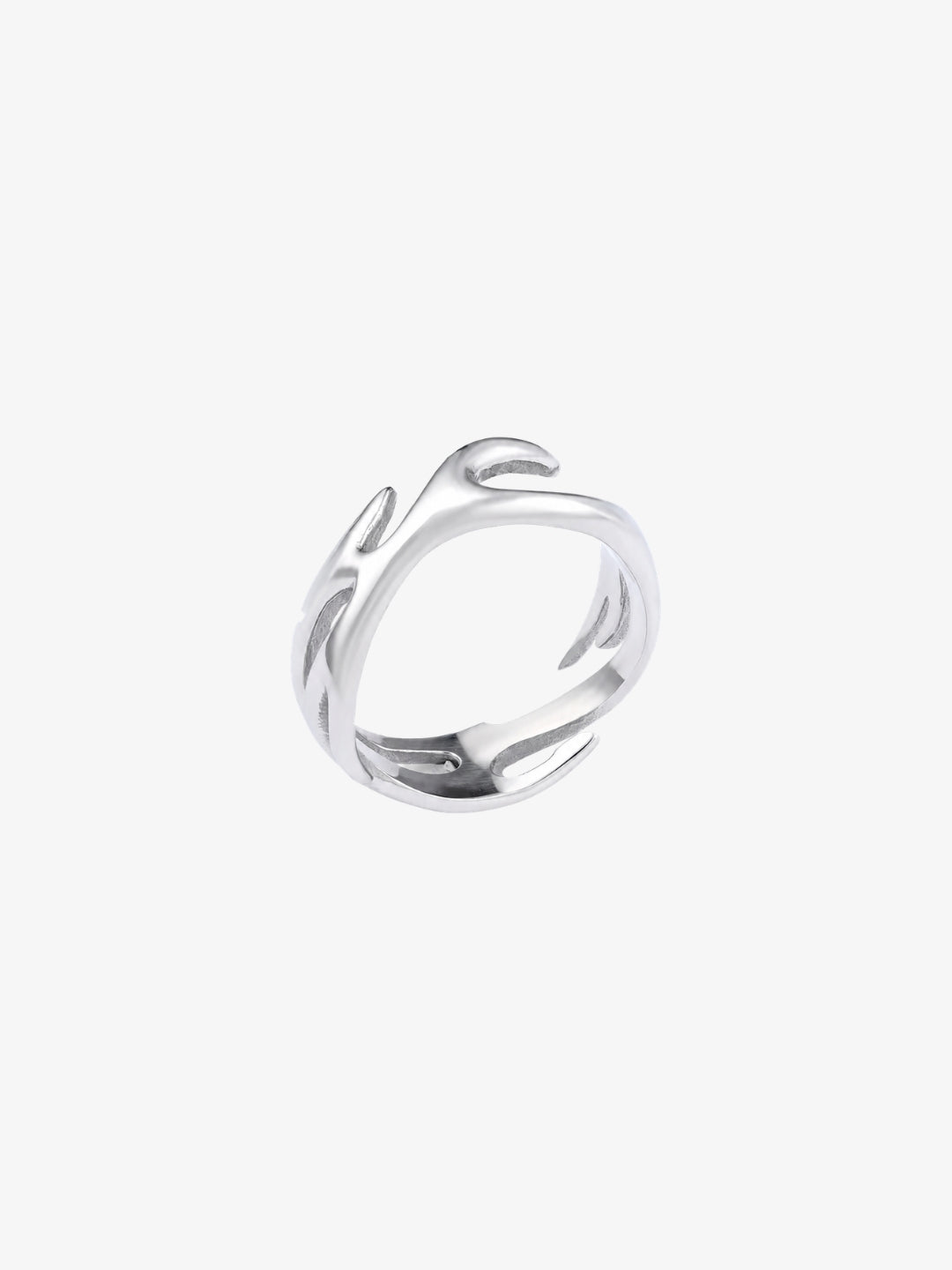 Silver Y2K Flame Ring product view open motif
