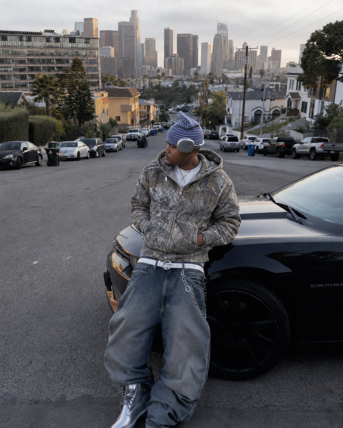Forest camo zip up hoodie worn streetwear Y2K
