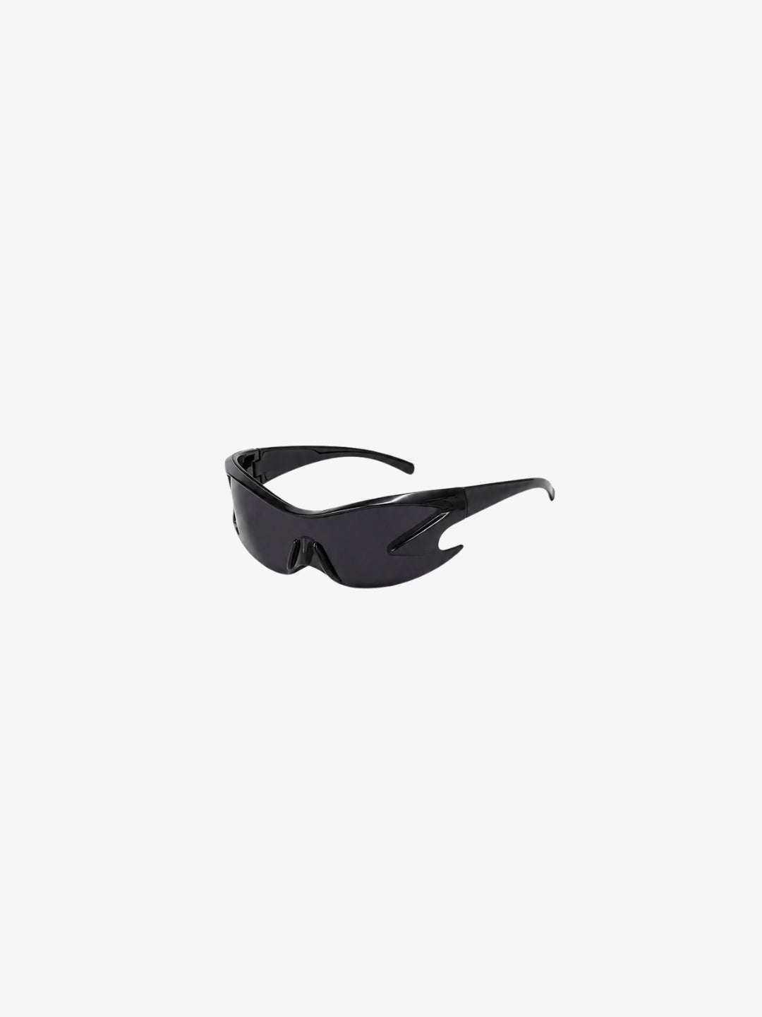 Lunettes futuristiques noires Y2K vue produit angle profil