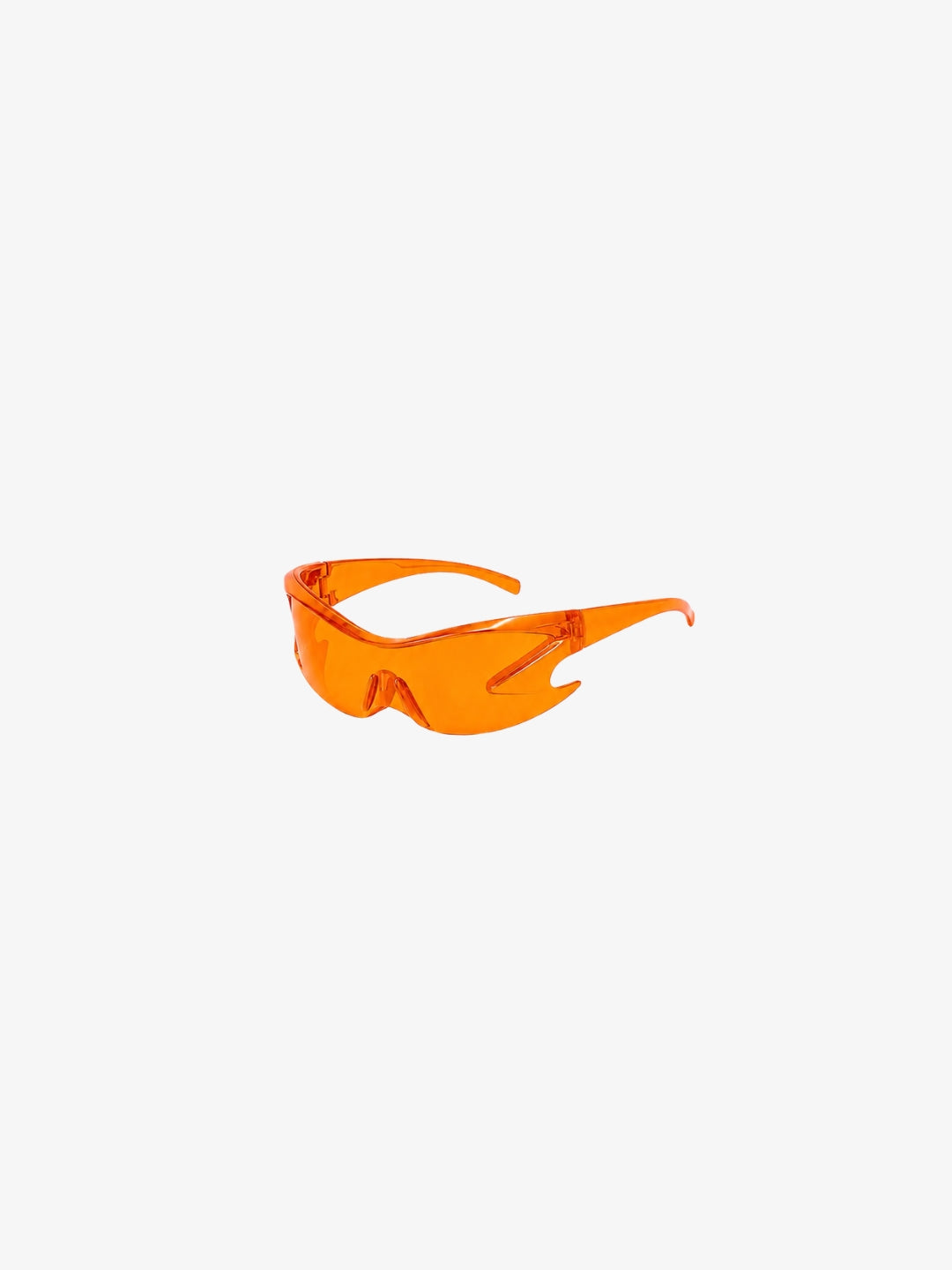 Lunettes futuristiques orange Y2K vue produit angle profil