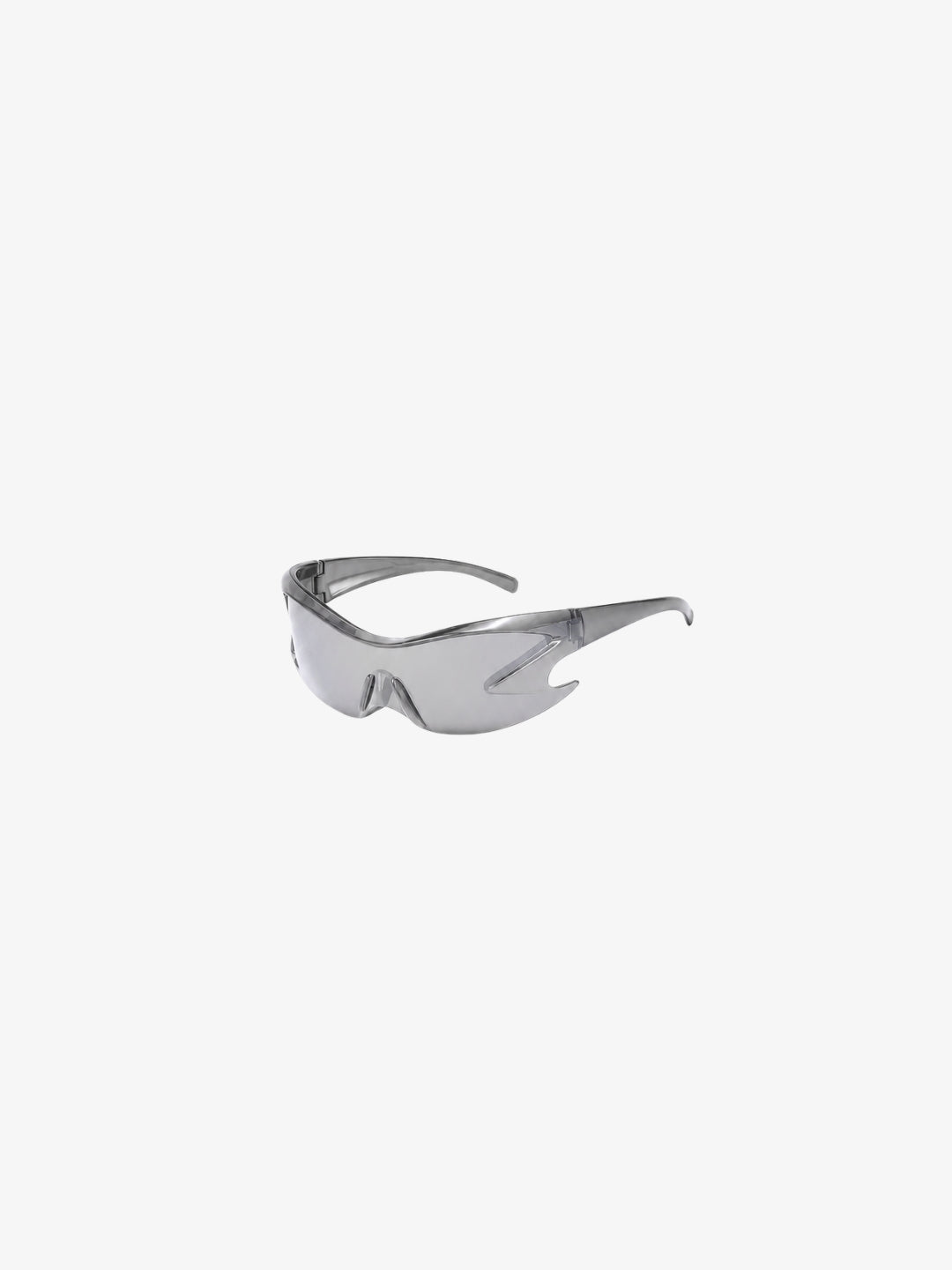 Lunettes futuristiques grises Y2K vue produit angle profil