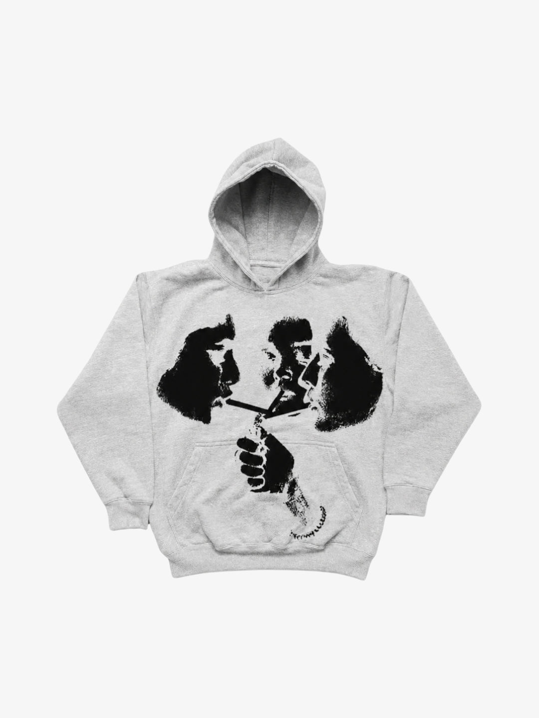 Grey graphic hoodie Y2K front view