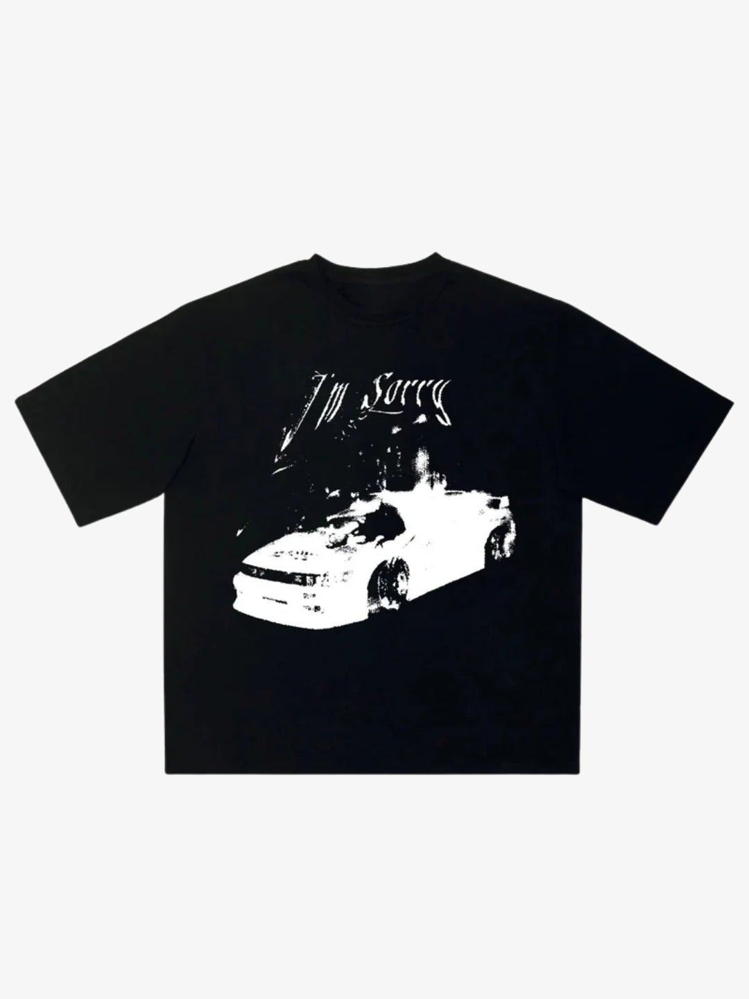 T-shirt Im Sorry Y2K noir print voiture blanc vue avant