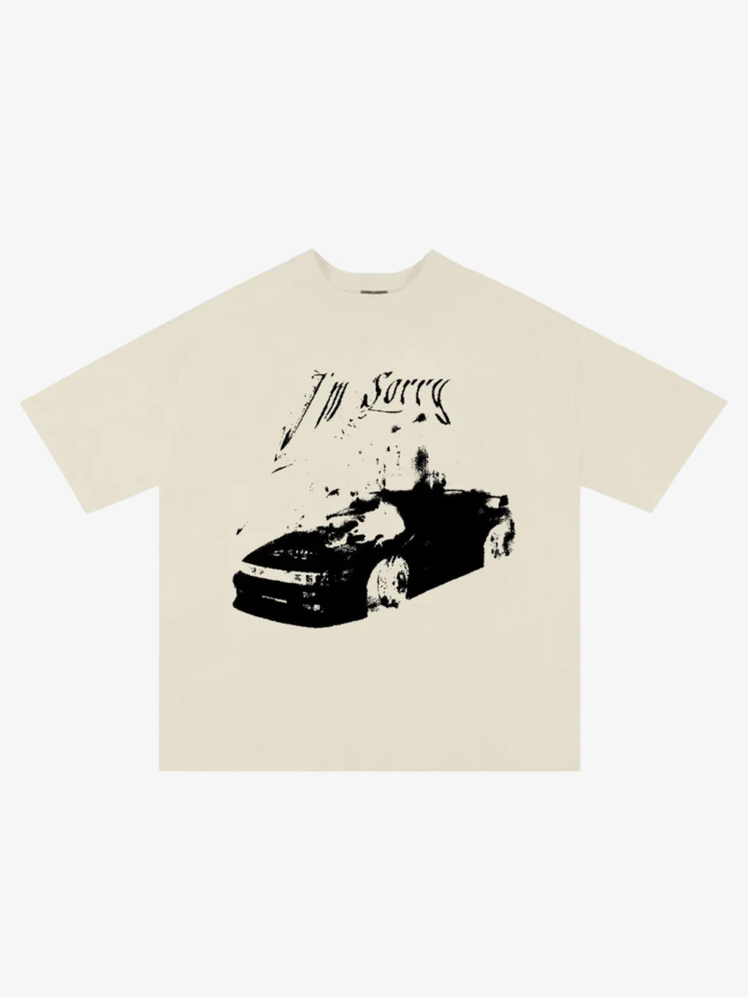 T-shirt Im Sorry Y2K écru print voiture racing vue avant
