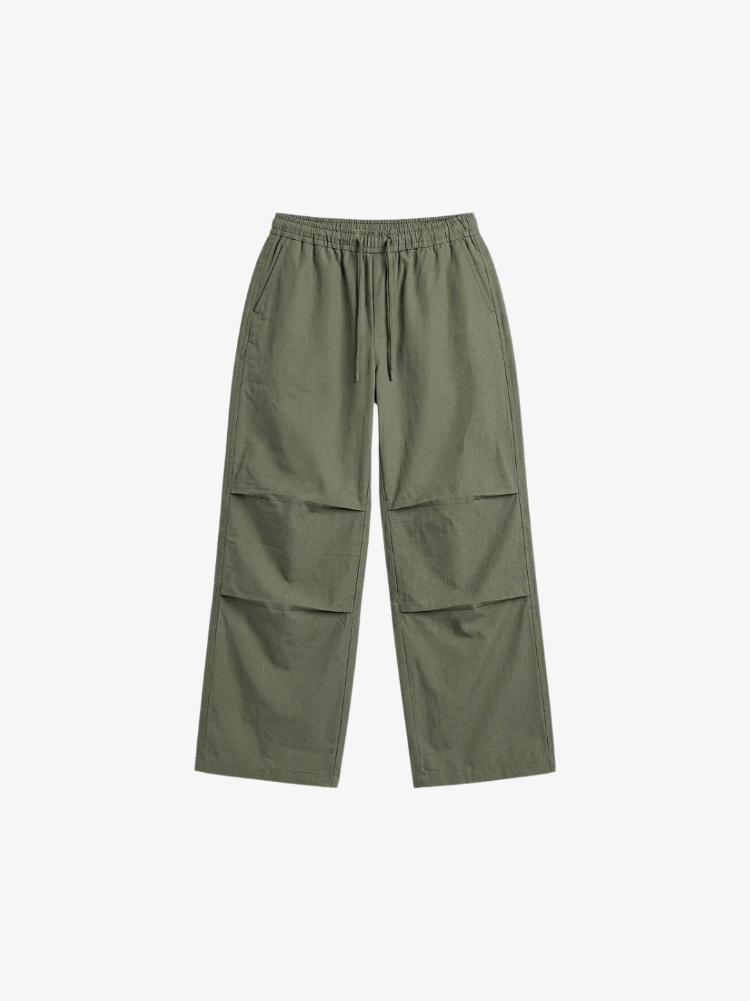 Green Y2K parachute pants front view