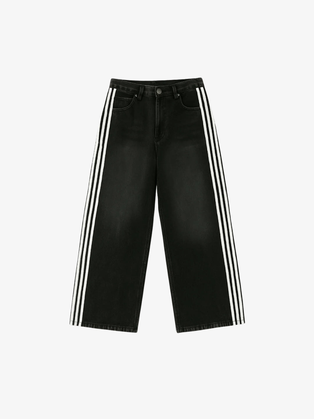 Jean bandes noir blanc baggy Y2K vue avant
