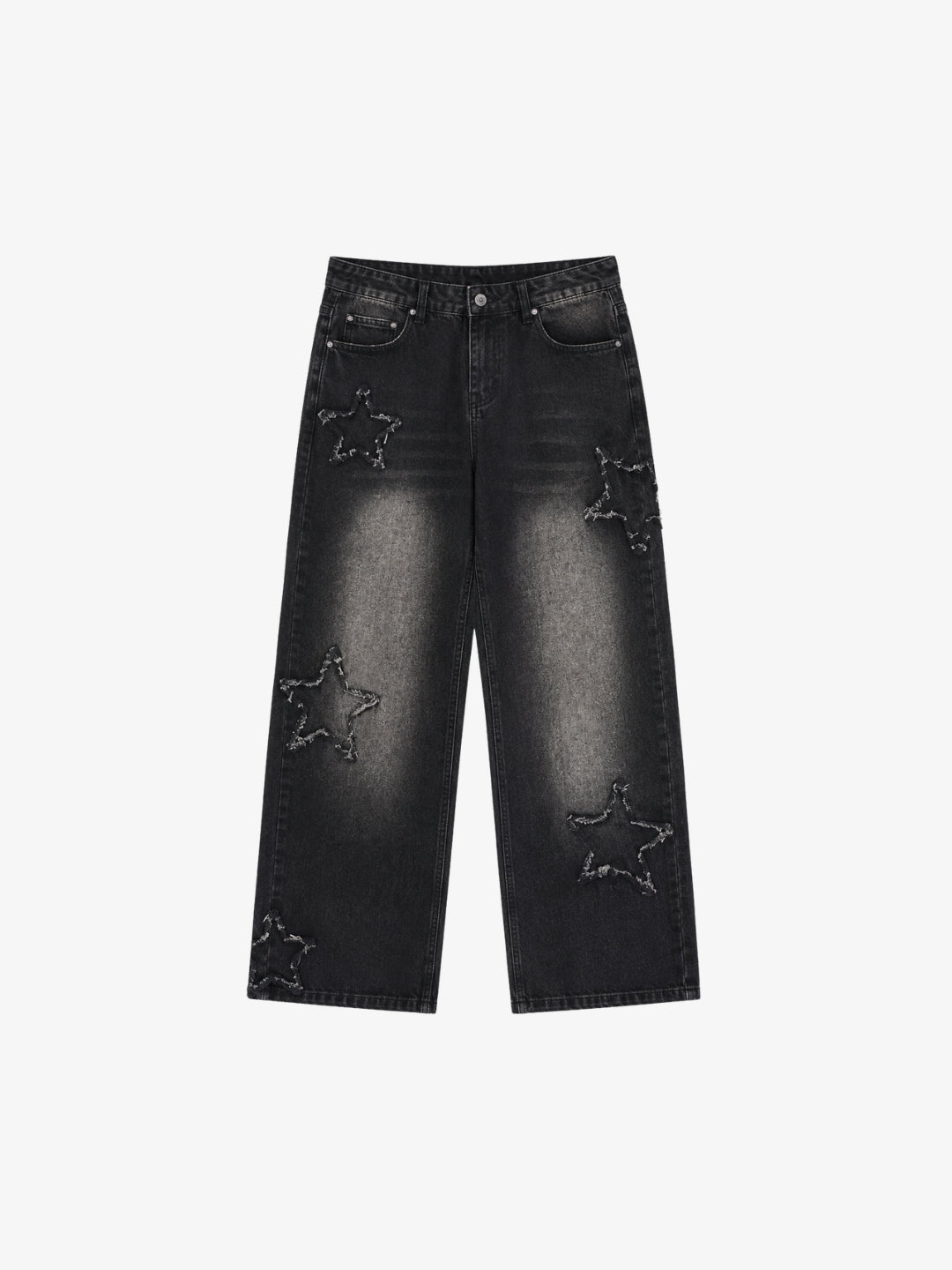 Jean étoile noir baggy Y2K vue avant étoiles découpées