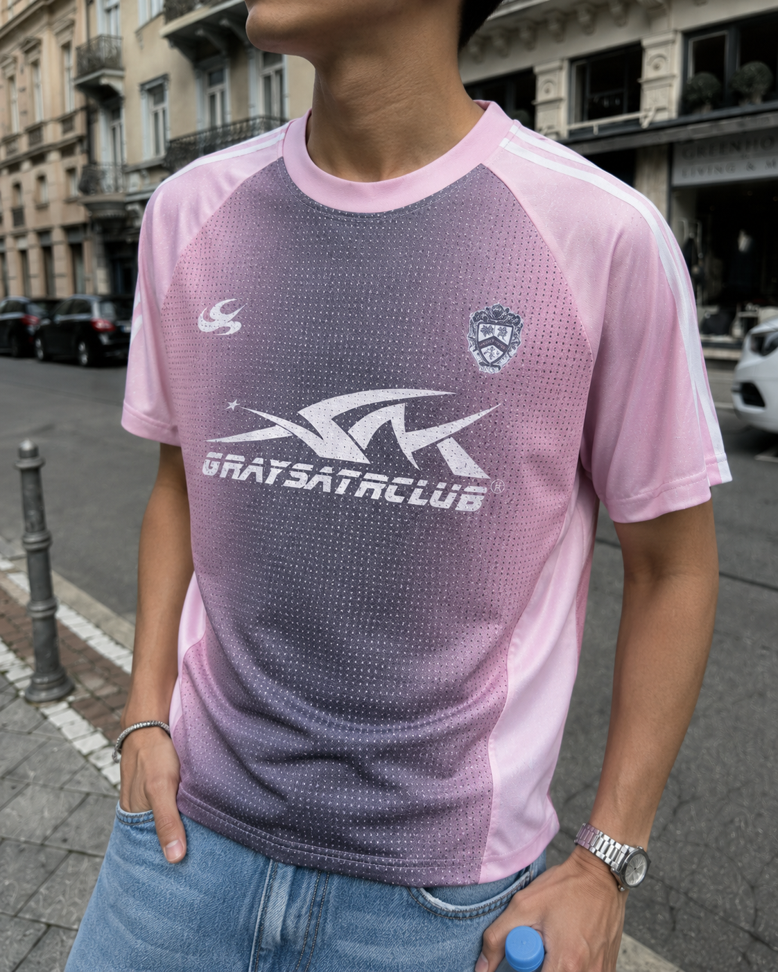 Maglia da calcio Signature rosa dettaglio pannello mesh e logo sul petto