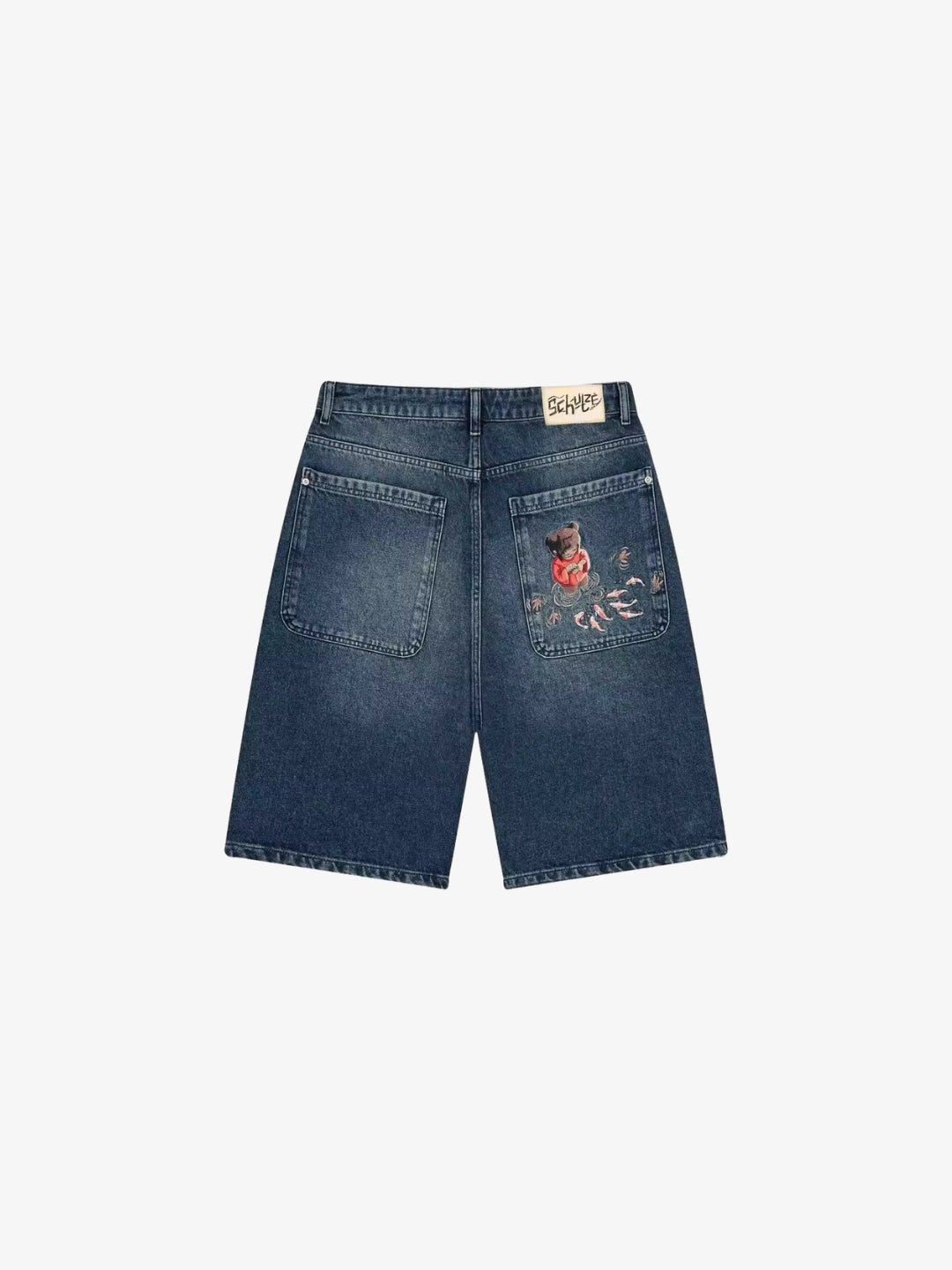 Jorts Koi de dos, broderie multicolore et patch signature en ceinture