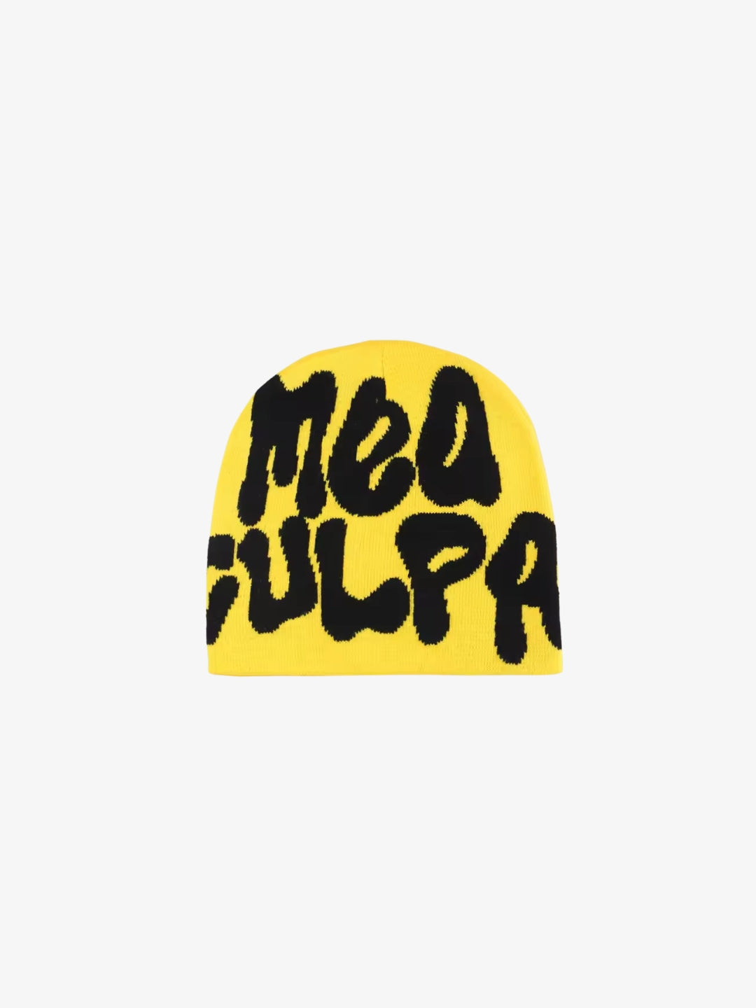 Bonnet Mea Culpa jaune noir Y2K vue avant