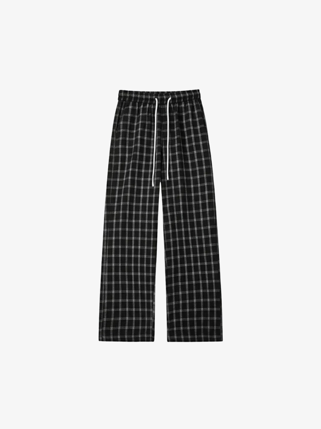 Black plaid wide leg Y2K pants front view