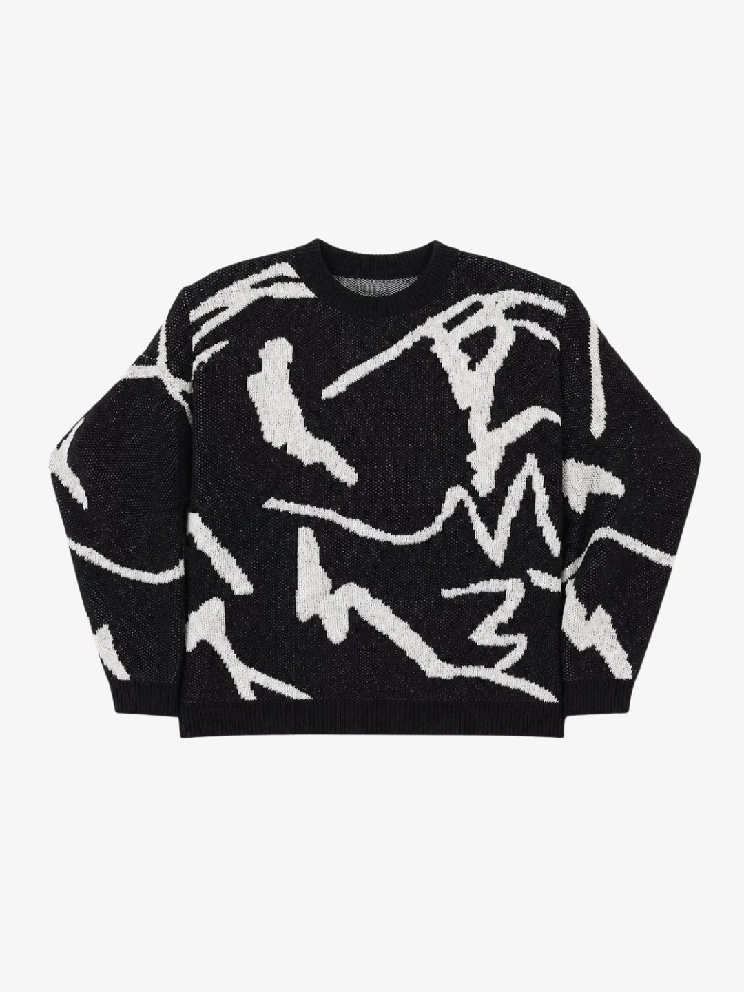 Pull abstrait noir et blanc Y2K vue avant