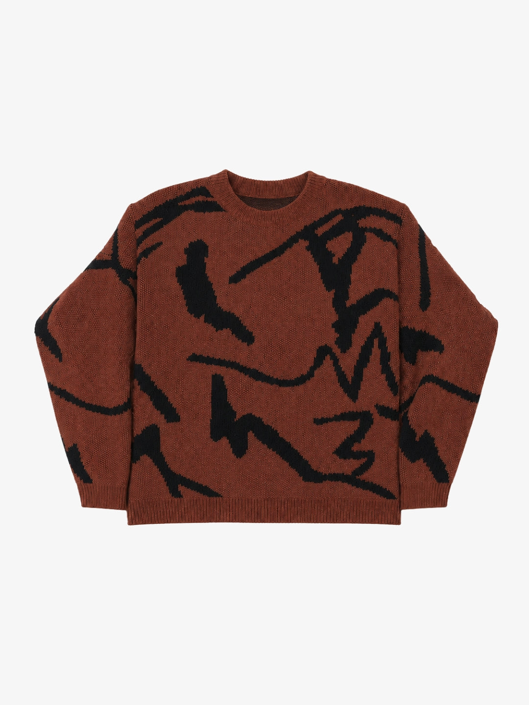 Pull abstrait marron et noir Y2K vue avant