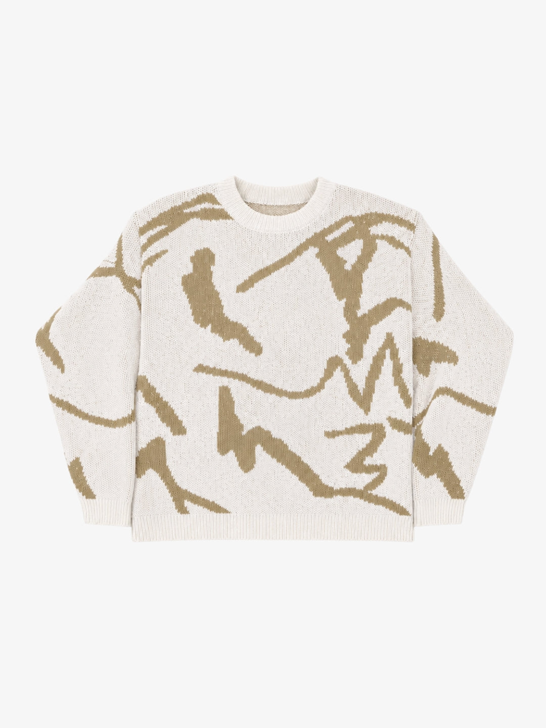 Pull abstrait écru et beige Y2K vue avant