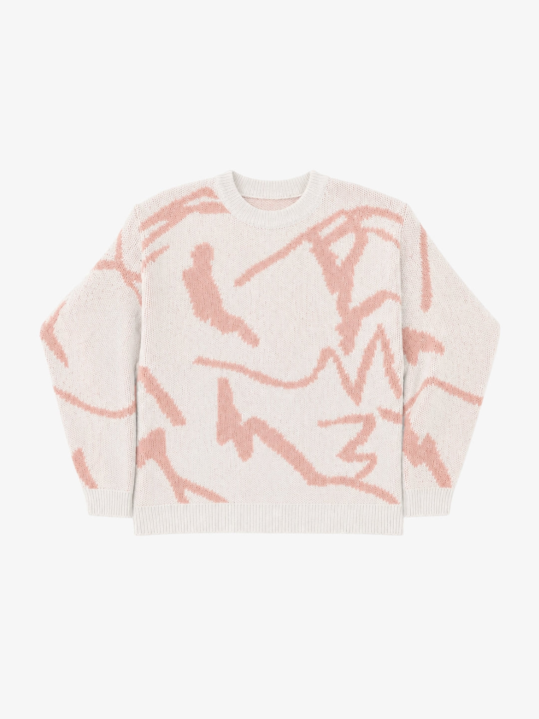 Pull abstrait blanc et rose Y2K vue avant