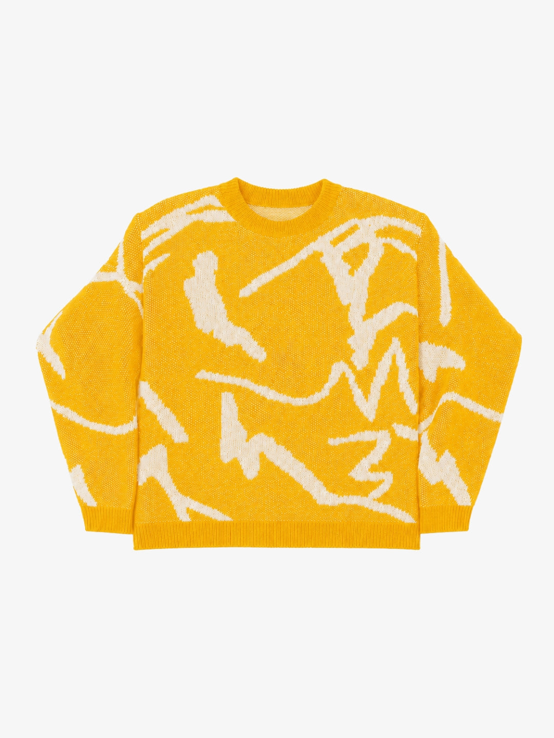 Pull abstrait jaune et blanc Y2K vue avant