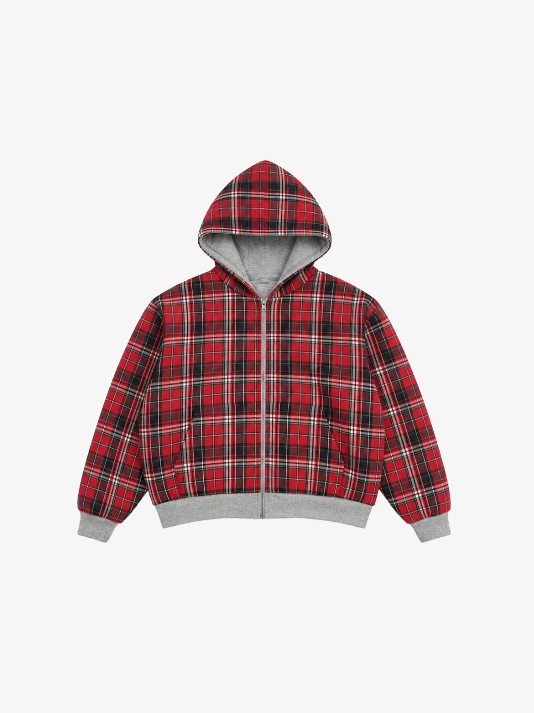 Sweat plaid réversible rouge à carreaux vue avant