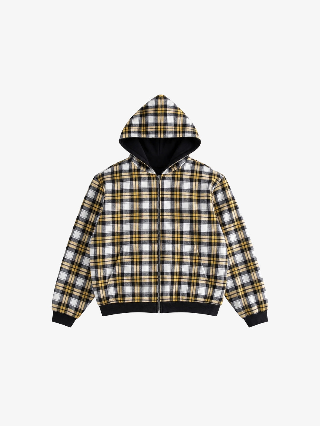 Sweat plaid réversible jaune à carreaux vue avant