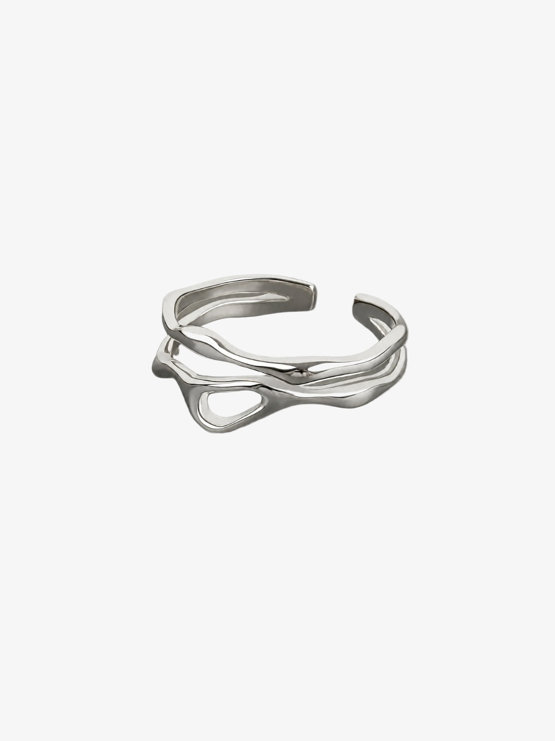 Silver Sculptural Ring Y2K cut-out product view