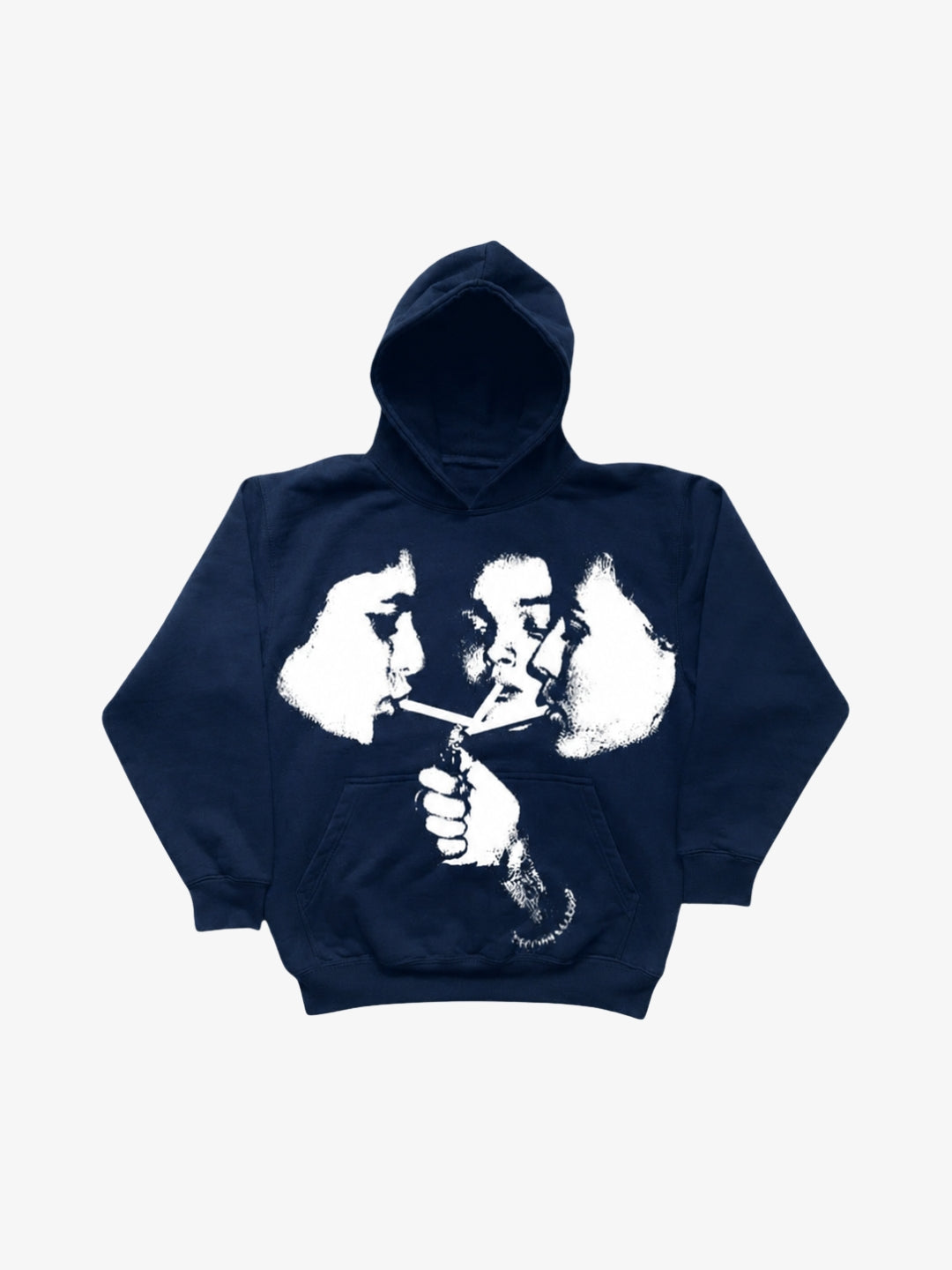Navy graphic hoodie Y2K front view