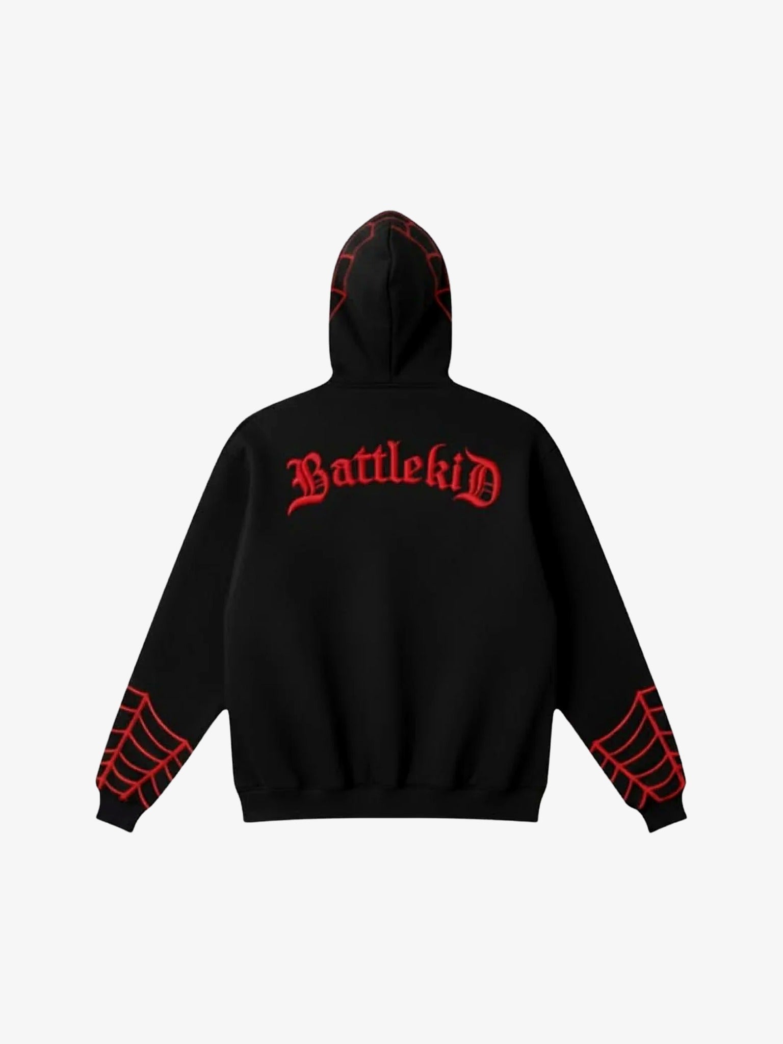 Full Zip Hoodie Spiderman black red Y2K back view