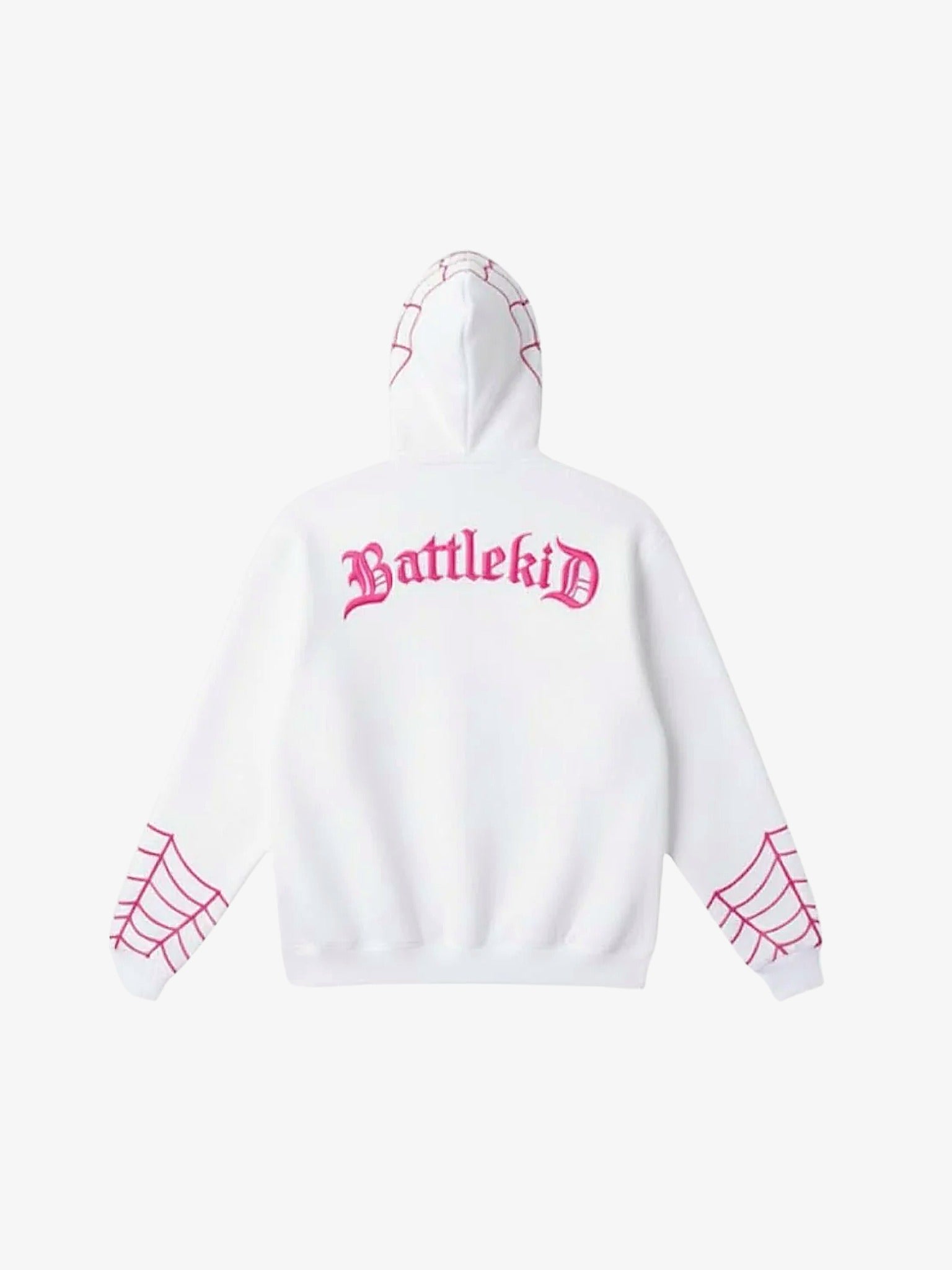 Full Zip Hoodie Spiderman white pink Y2K back view
