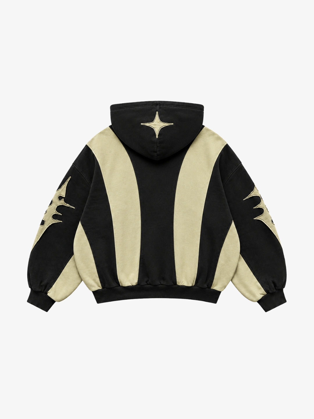 Hoodie étoile noir beige Y2K vue arrière