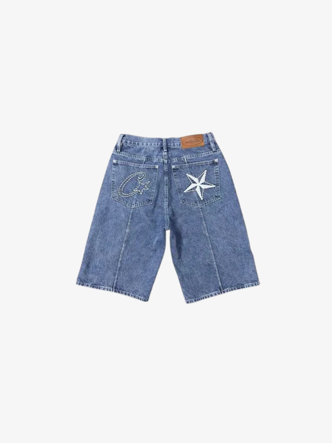 White star embroidery on the back pocket of the Star Jorts