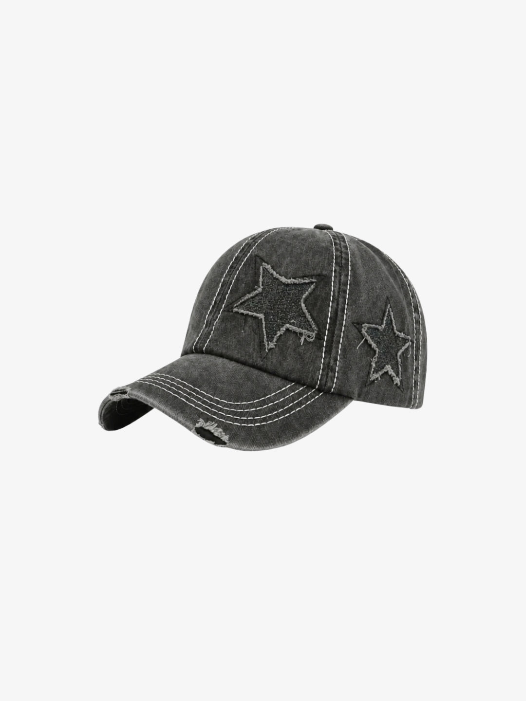 Black washed star cap front view