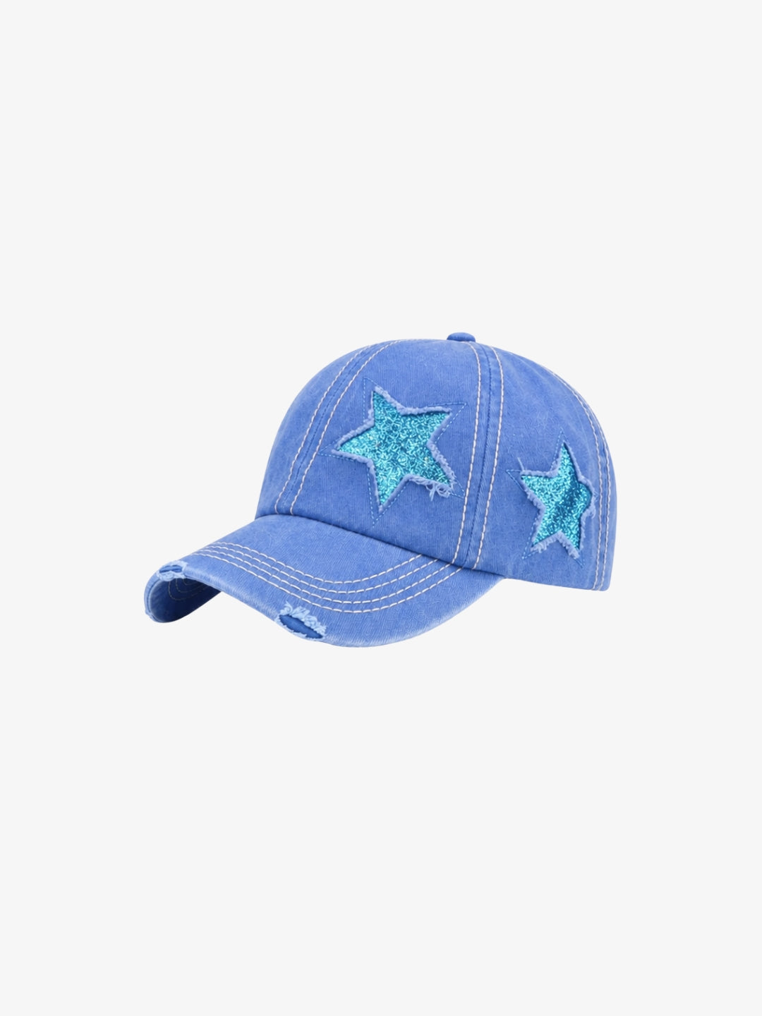Blue Y2K star cap front view