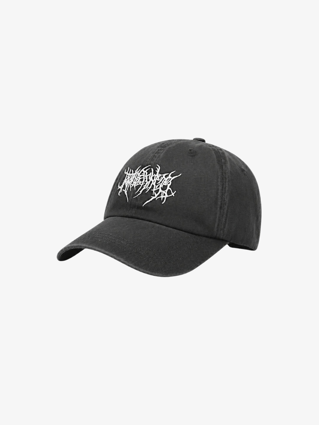 Casquette streetwear noire délavée broderie graffiti vue avant