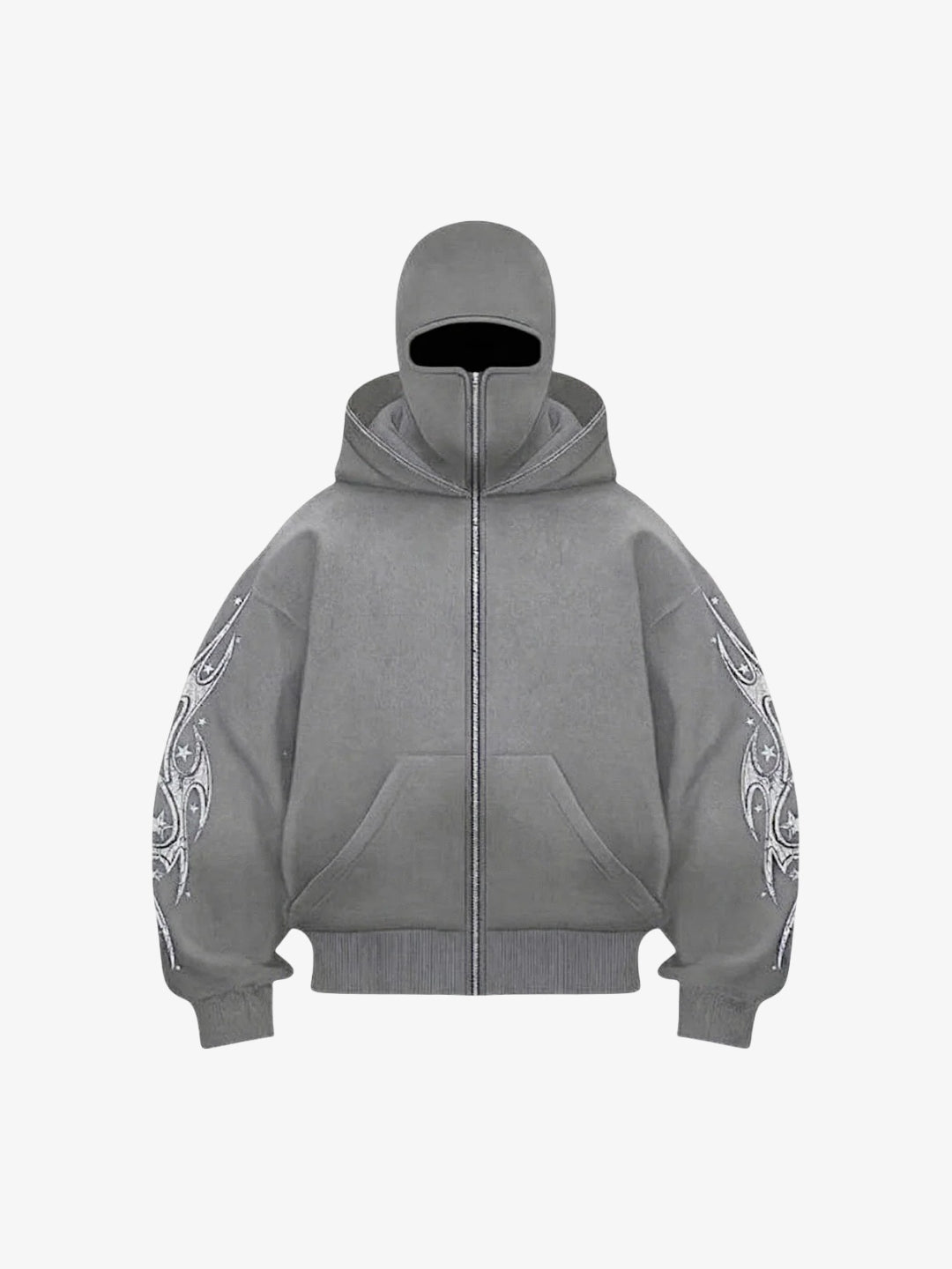 Sweat Zippé Y2K Cagoule Tribal Vrax - coloris Gris flat face