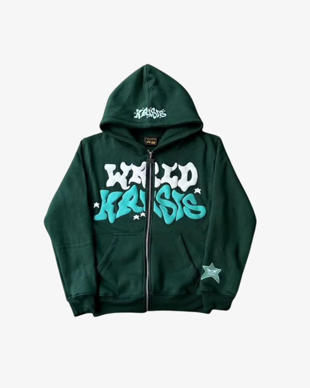 Zip-up hoodie Y2K grey Aesthetic shown in a streetwear product view
