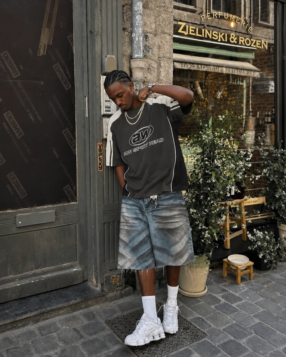 AW T-shirt grå oversized båret streetwear