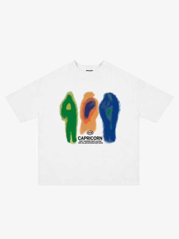 T-shirt Capricorn blanc à imprimé thermique vue de face
