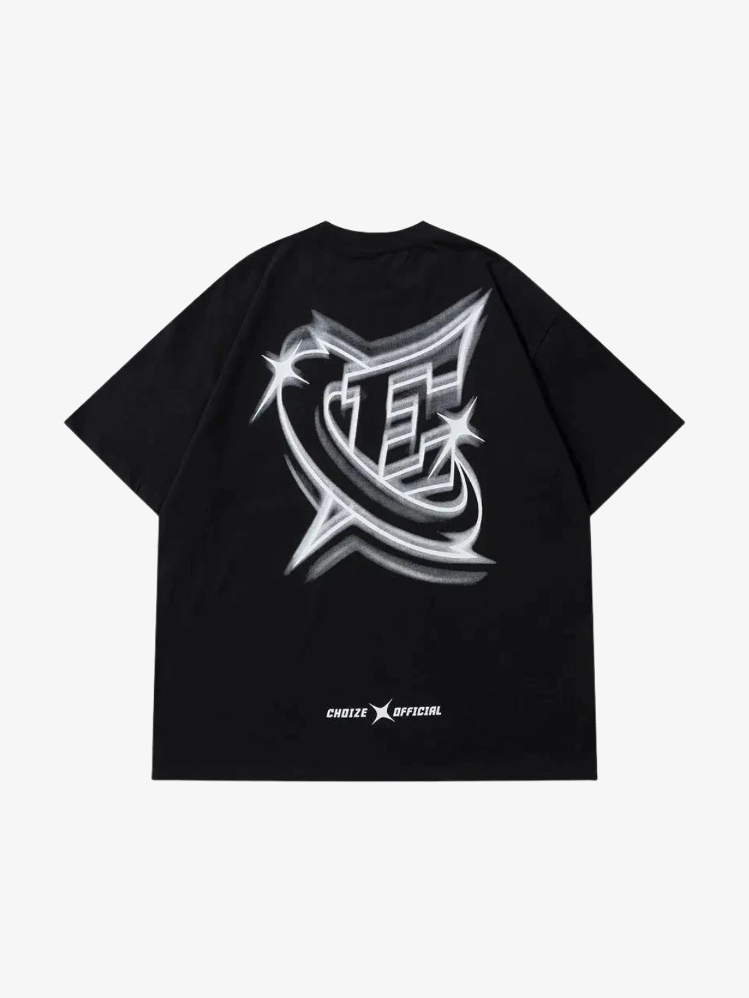T-shirt Choize ALYXEN white with logo collegiate blue, fit oversized streetwear