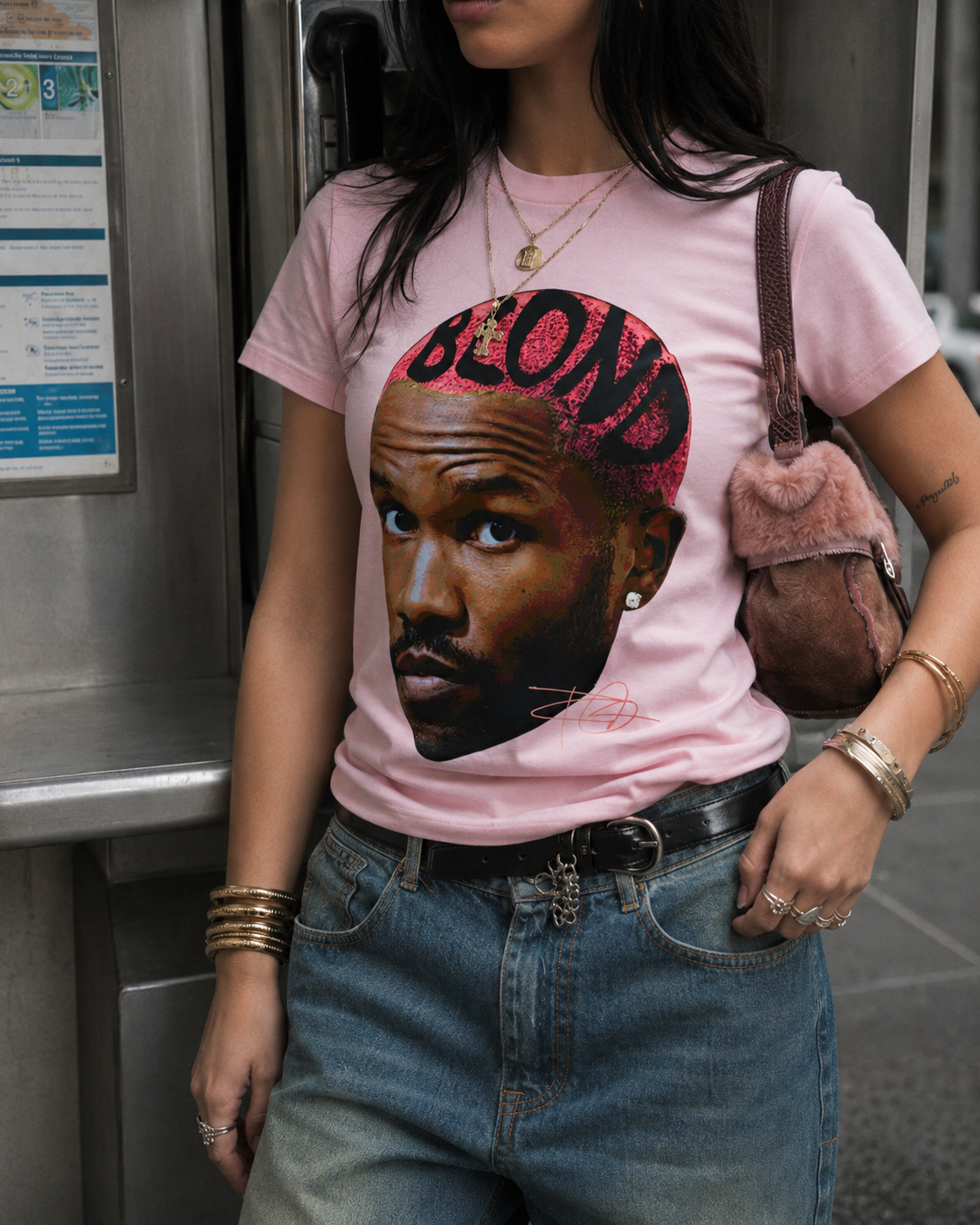 Détail print portrait cercle coloré T-shirt Y2K Crazy Ocean Rose