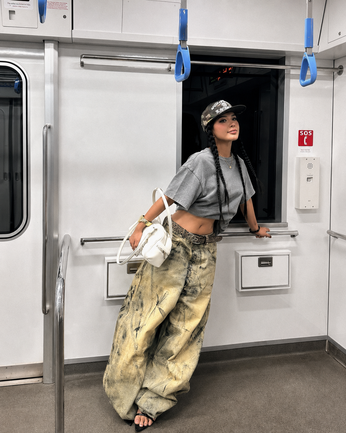 T-shirt Y2K Washed Axen Grey - worn crop metro