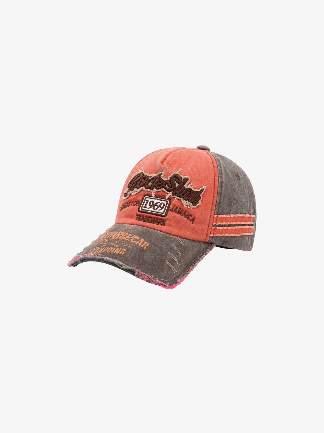 Casquette vintage orange et grise à broderie 1969 vue avant