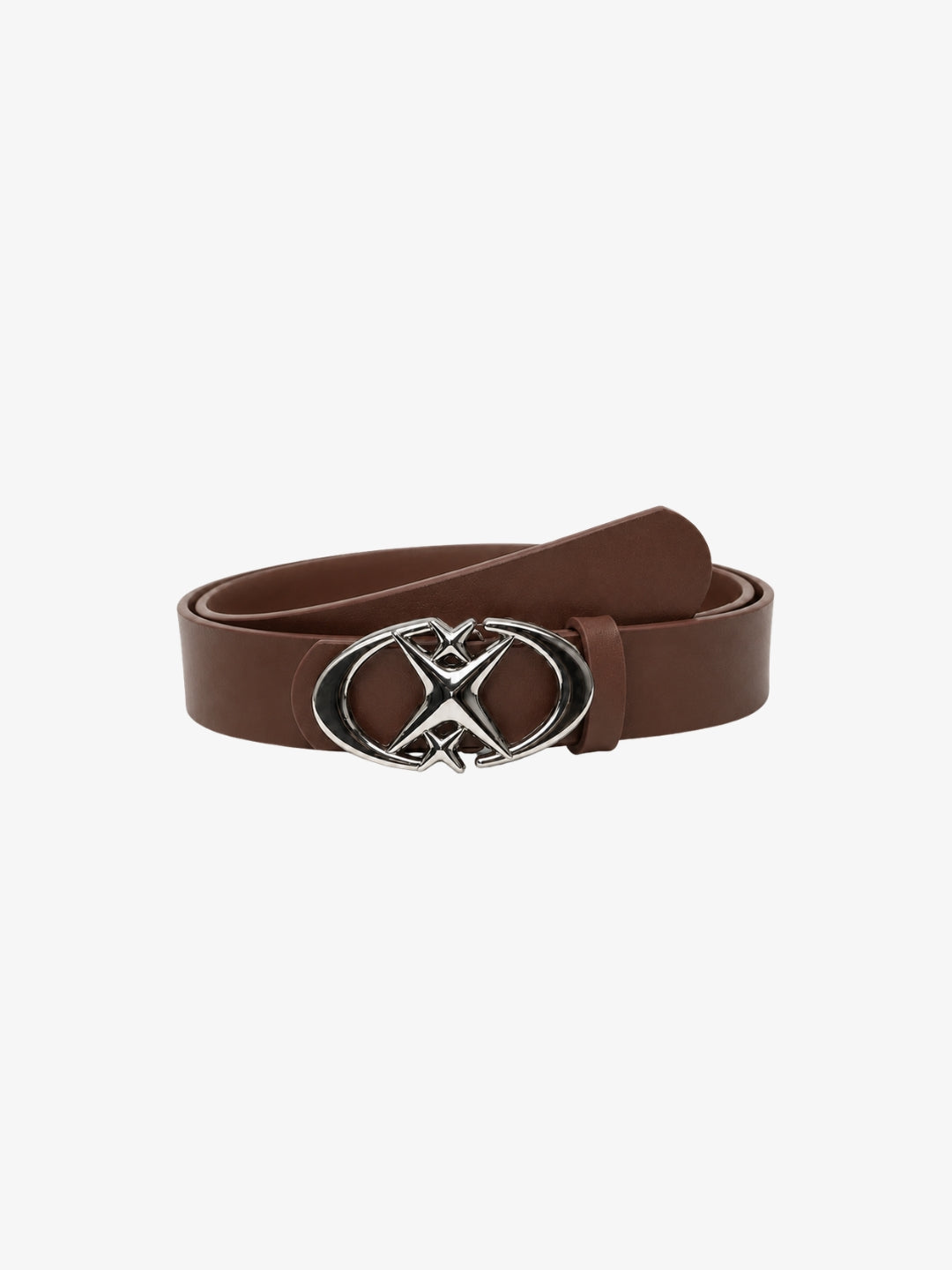 Brown Y2K belt metal buckle front view