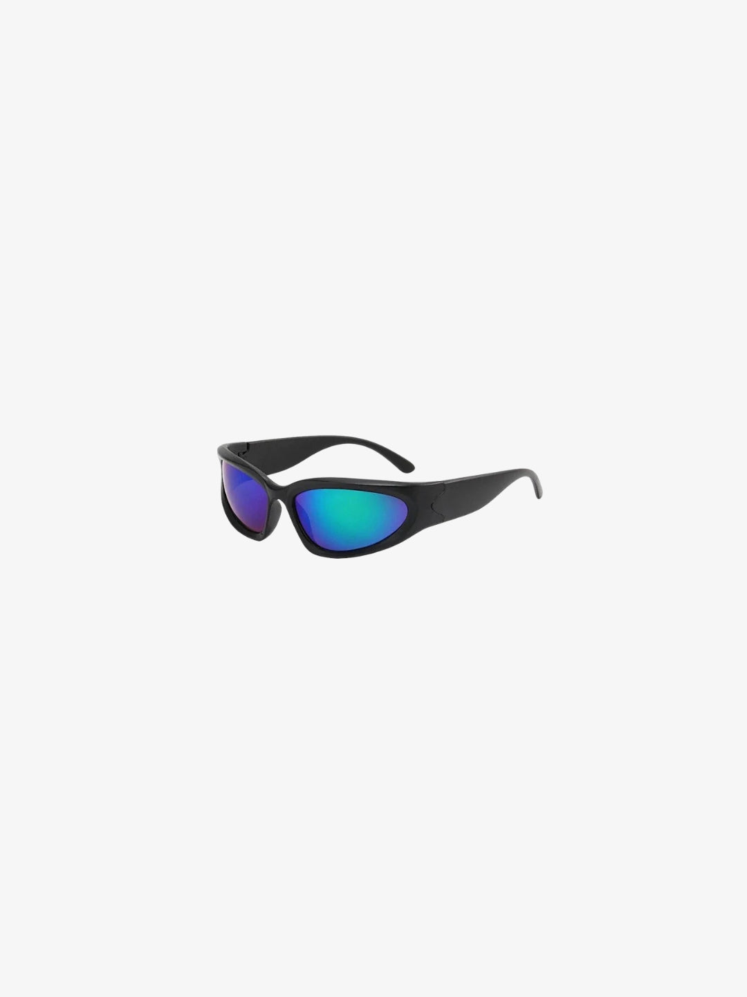 Lunettes Y2K noires verres miroir bleus vue avant