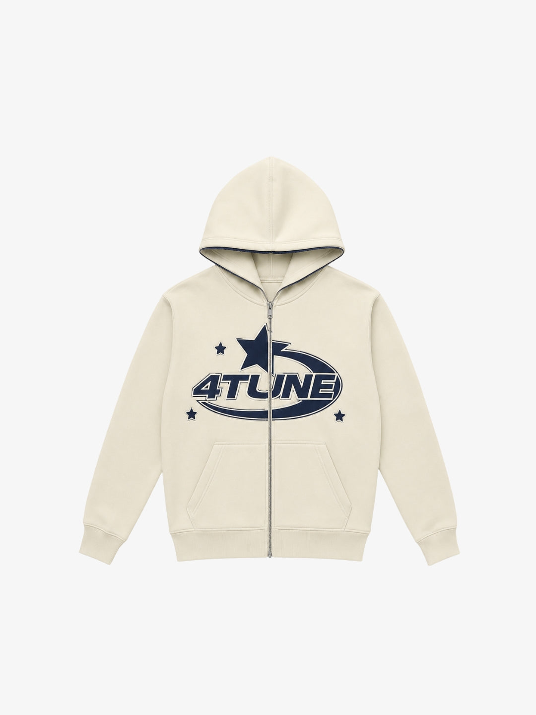 Full Zip 4Tune crème Y2K vue avant logo bleu