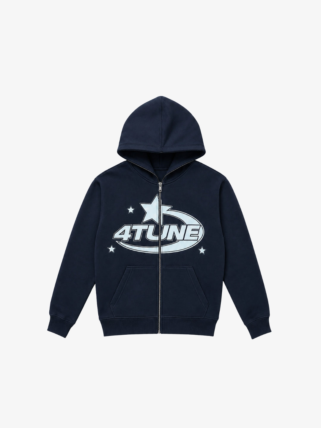 Full Zip 4Tune bleu marine Y2K vue avant logo bleu clair